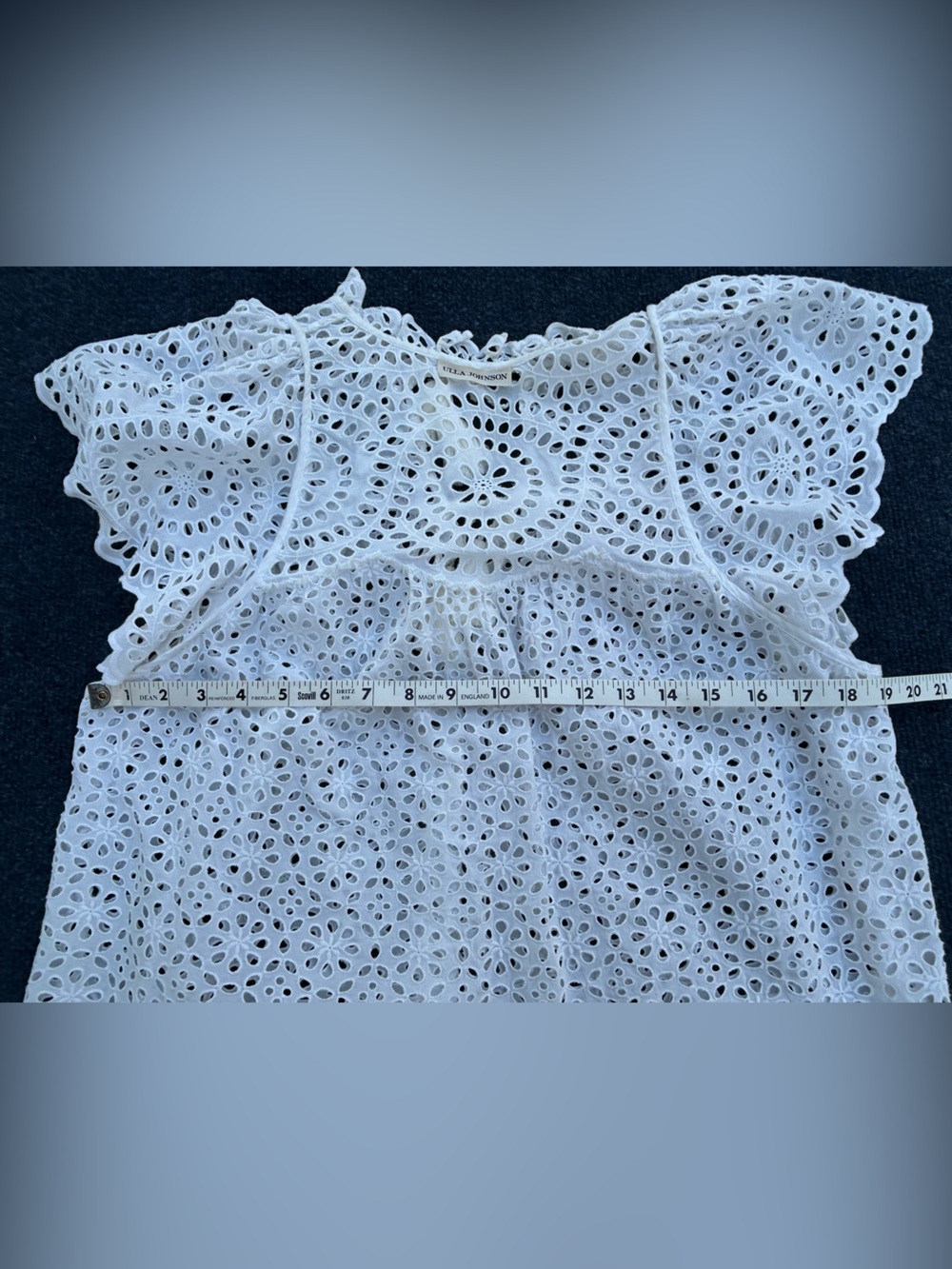 Ulla Johnson Dolly Top Blouse White Cotton Eyelet Tassel Tie Size 6 - Picture 9 of 16
